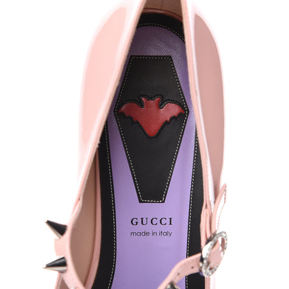 Gucci Patent Crystal GG Bow Sadie Spike Low Heel Ballerina Loafers 42 Perfect Pink 6 of 9