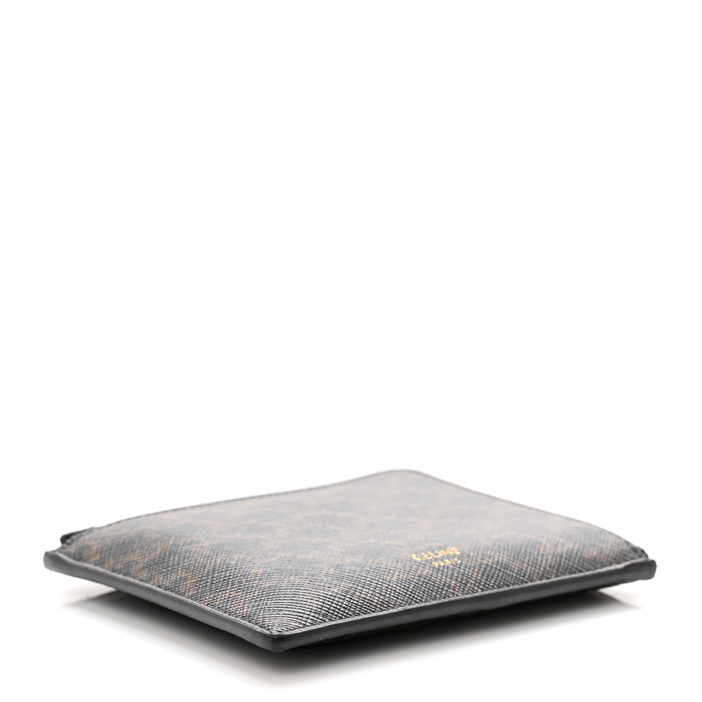 Triomphe Canvas Zipped Purse With Removable Card Holder Black Tan