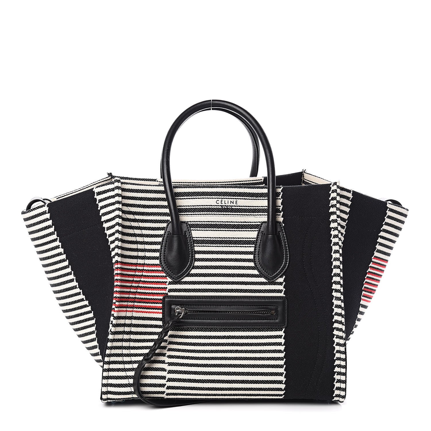 Celine Cotton Canvas Stripped Medium Phantom Luggage Multicolor 1 of 10