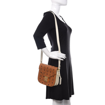 MCM Visetos Calfskin Small Patricia Crossbody Bag Cognac White 2 of 9