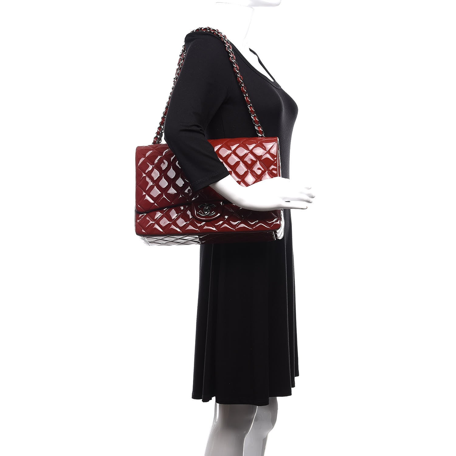Chanel Patent Quilted Maxi Double Flap Red 2 of 12