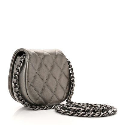 Chanel Metallic Calfskin Quilted Mini Coco Mail Clutch Ruthenium 2 of 10