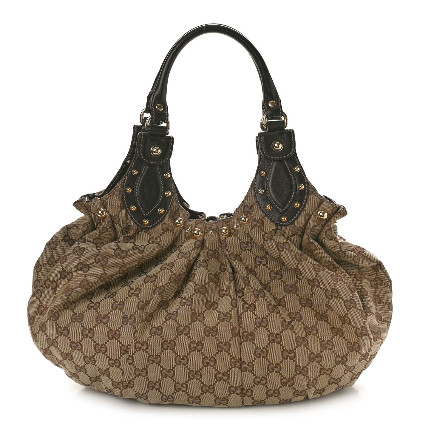 Monogram Studded Medium Pelham Shoulder Bag Dark Brown