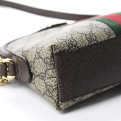 Gucci GG Supreme Monogram Textured Dollar Calfskin Web Small Ophidia Dome Shoulder Bag Beige Ebony New Acero 6 of 10