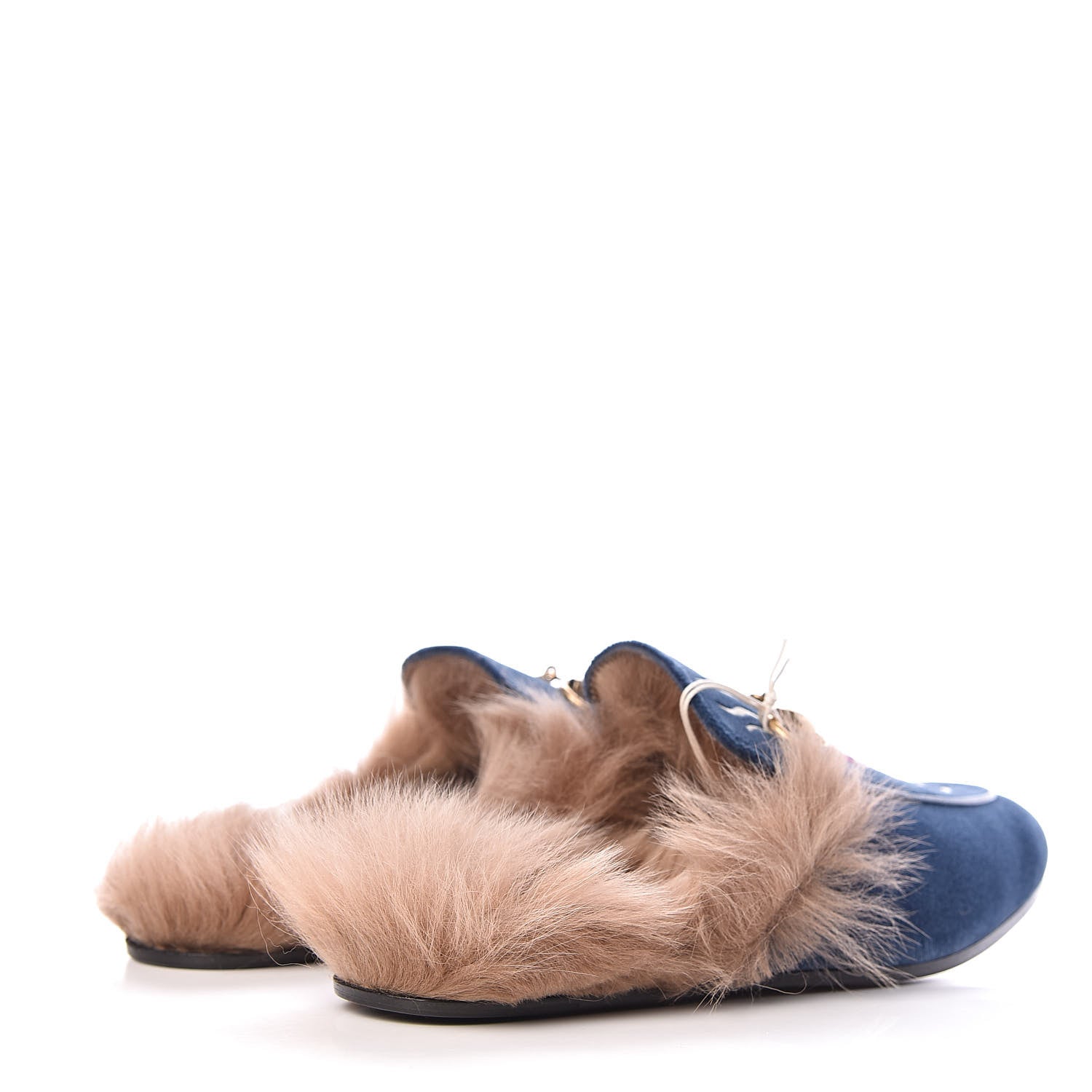 Gucci Velvet Fur Dragon Embroidered Mens Princetown Slippers 6 Zaffre Dark Zaffre 4 of 9