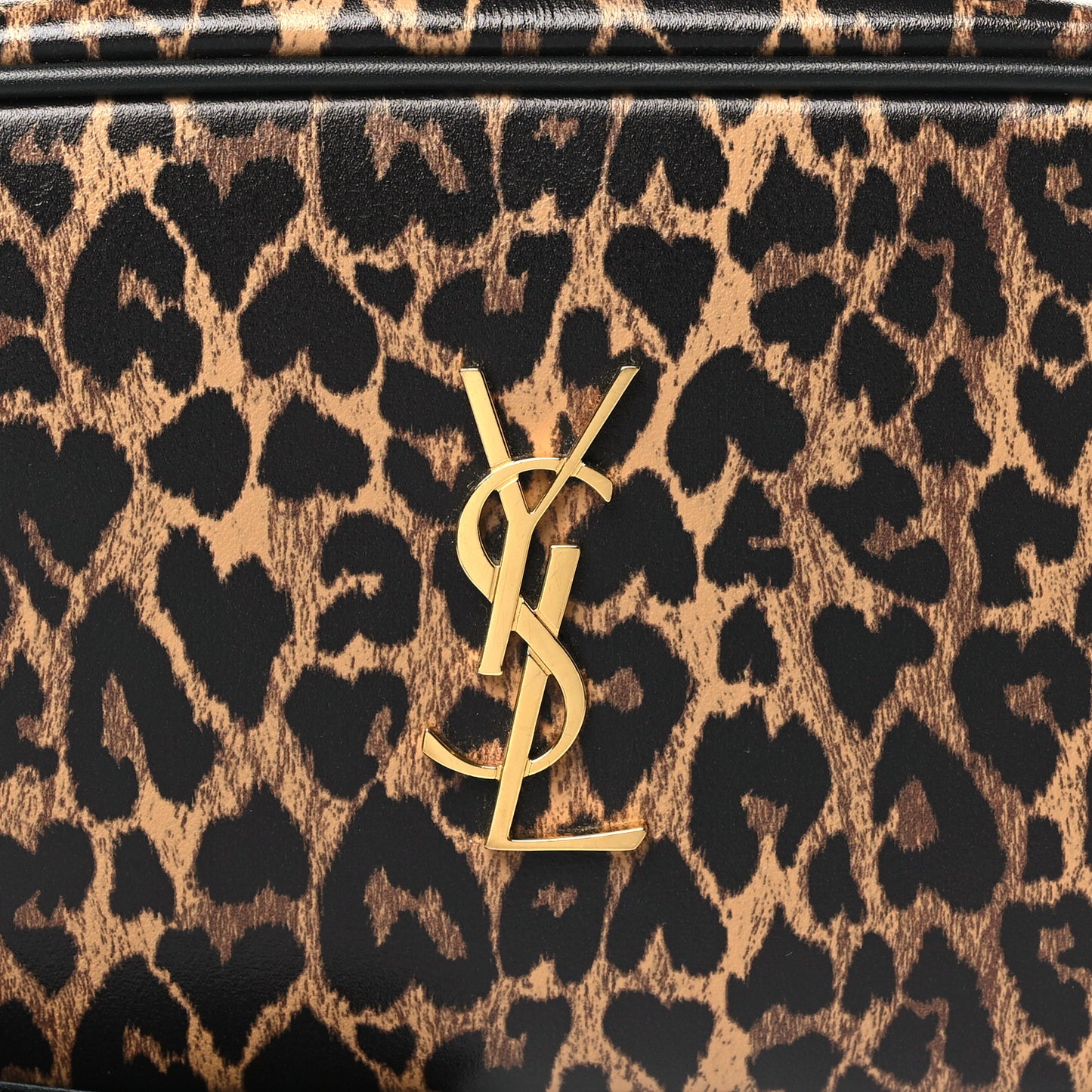 Calfskin Heart Leopard Print Monogram Mini Lou Camera Bag Toffee