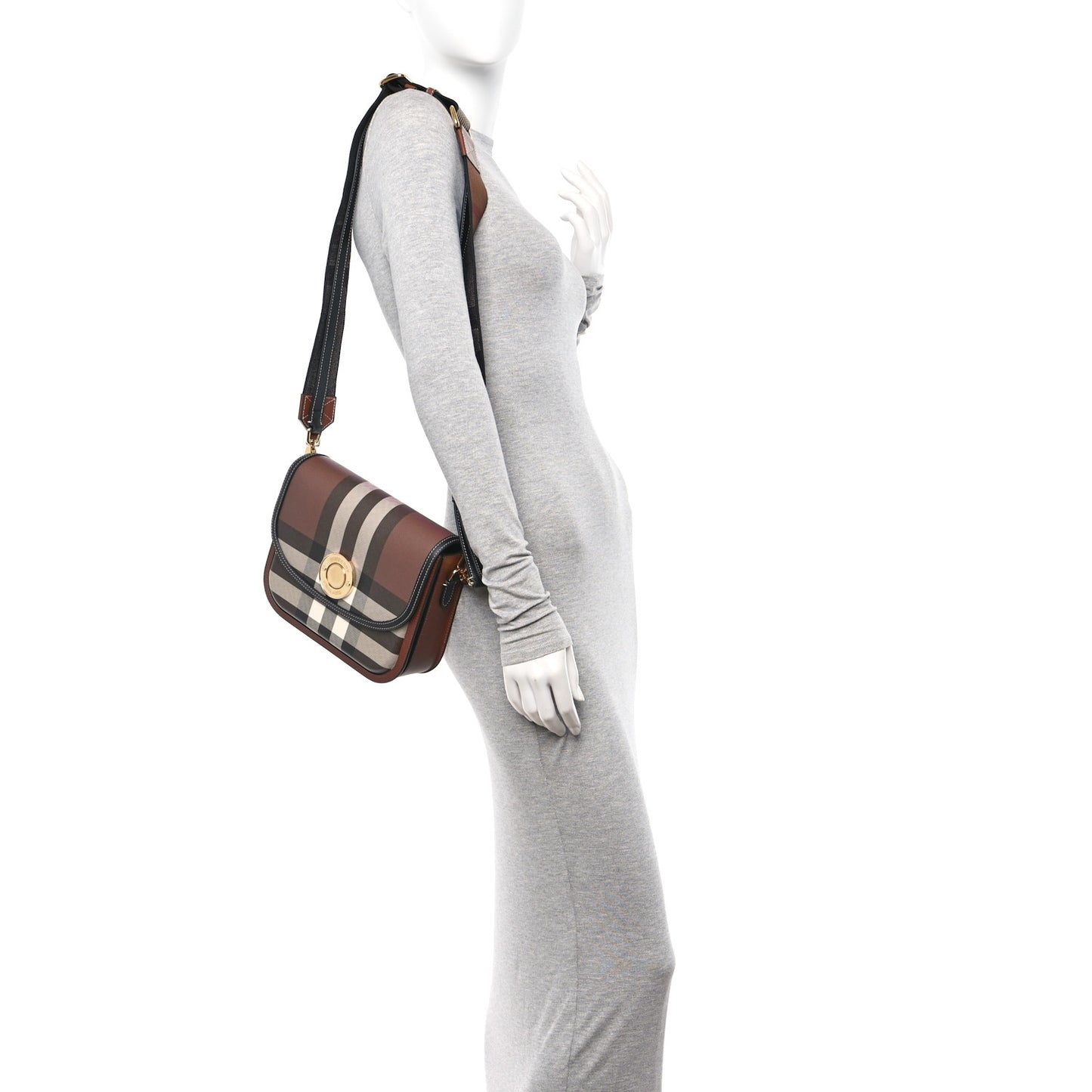 Calfskin Check Small Elizabeth Bag Brown