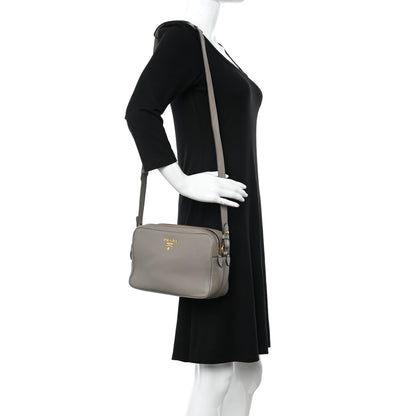 Prada Vitello Daino Medium Double Zip Shoulder Bag Argilla 2 of 11