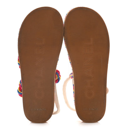 Chanel Cord Lambskin Quilted Logo Sandals 37 Multicolor 6 of 15