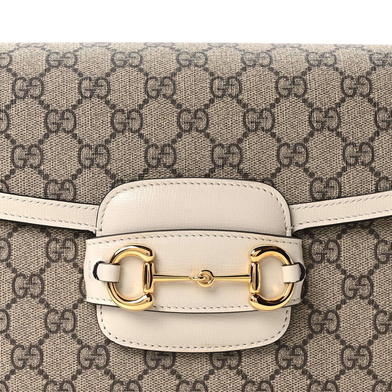 Gucci GG Supreme Monogram Horsebit 1955 Shoulder Bag Beige Mystic White 7 of 9