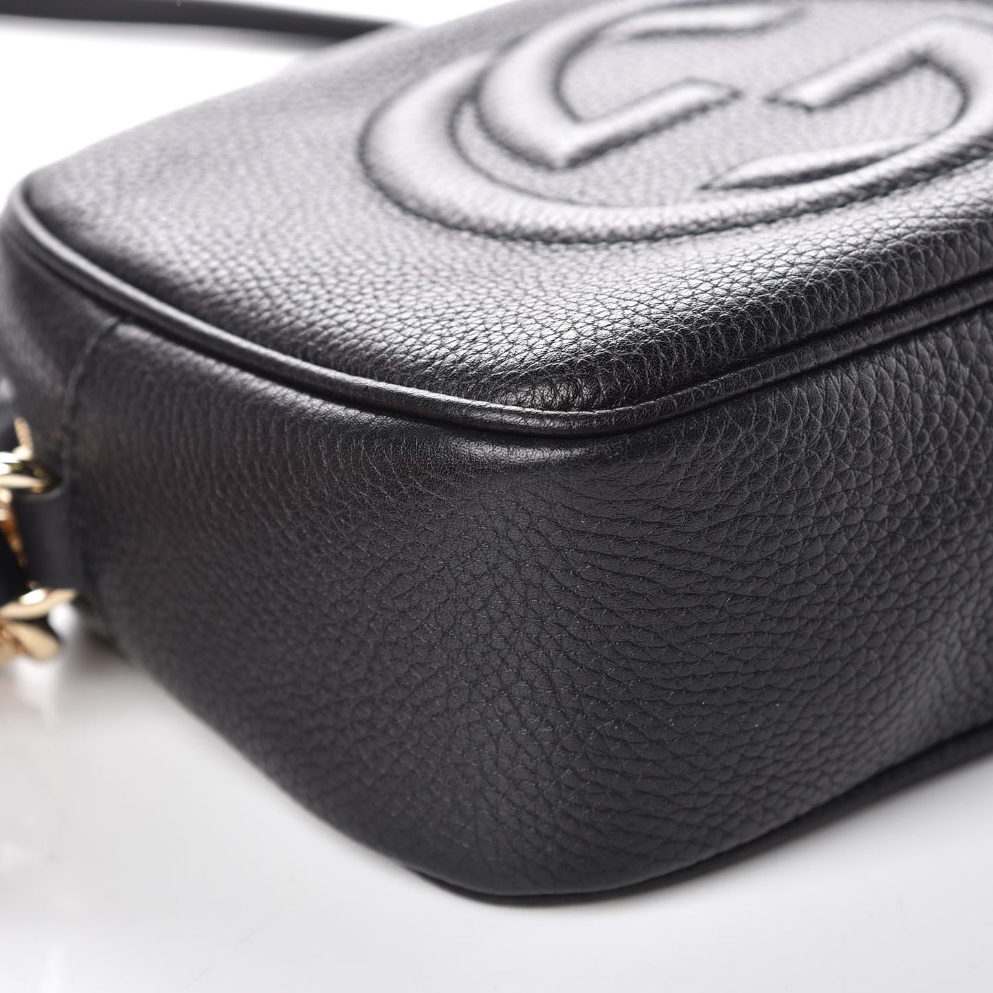 Pebbled Calfskin Small Soho Disco Bag Black