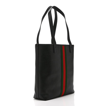 Gucci Textured Dollar Calfskin Web Medium Ophidia Tote Bag  Black 3 of 10
