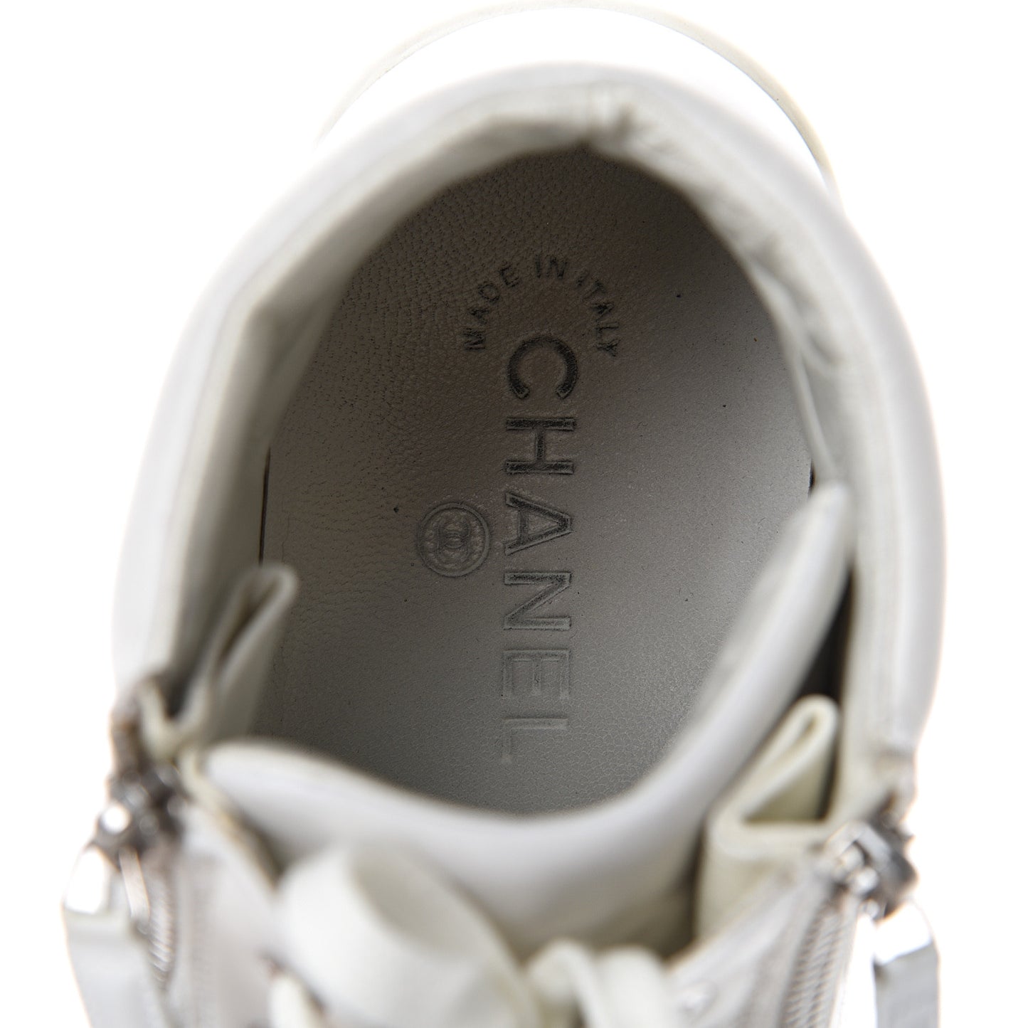 Calfskin Mens High Top CC Sneakers 43 White