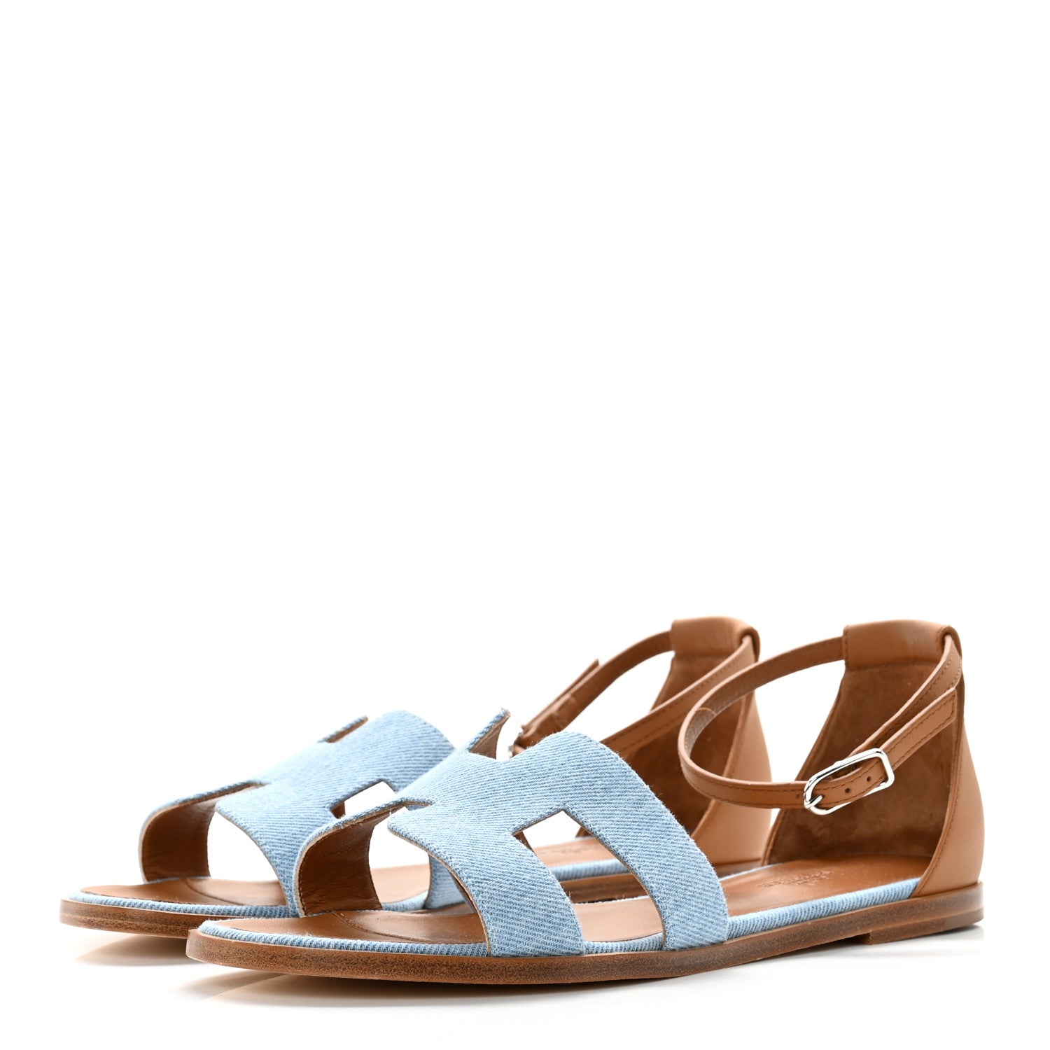 Hermes Denim Santorini Sandals 39 Bleu Clair 3 of 8