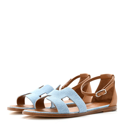 Hermes Denim Santorini Sandals 39 Bleu Clair 3 of 8