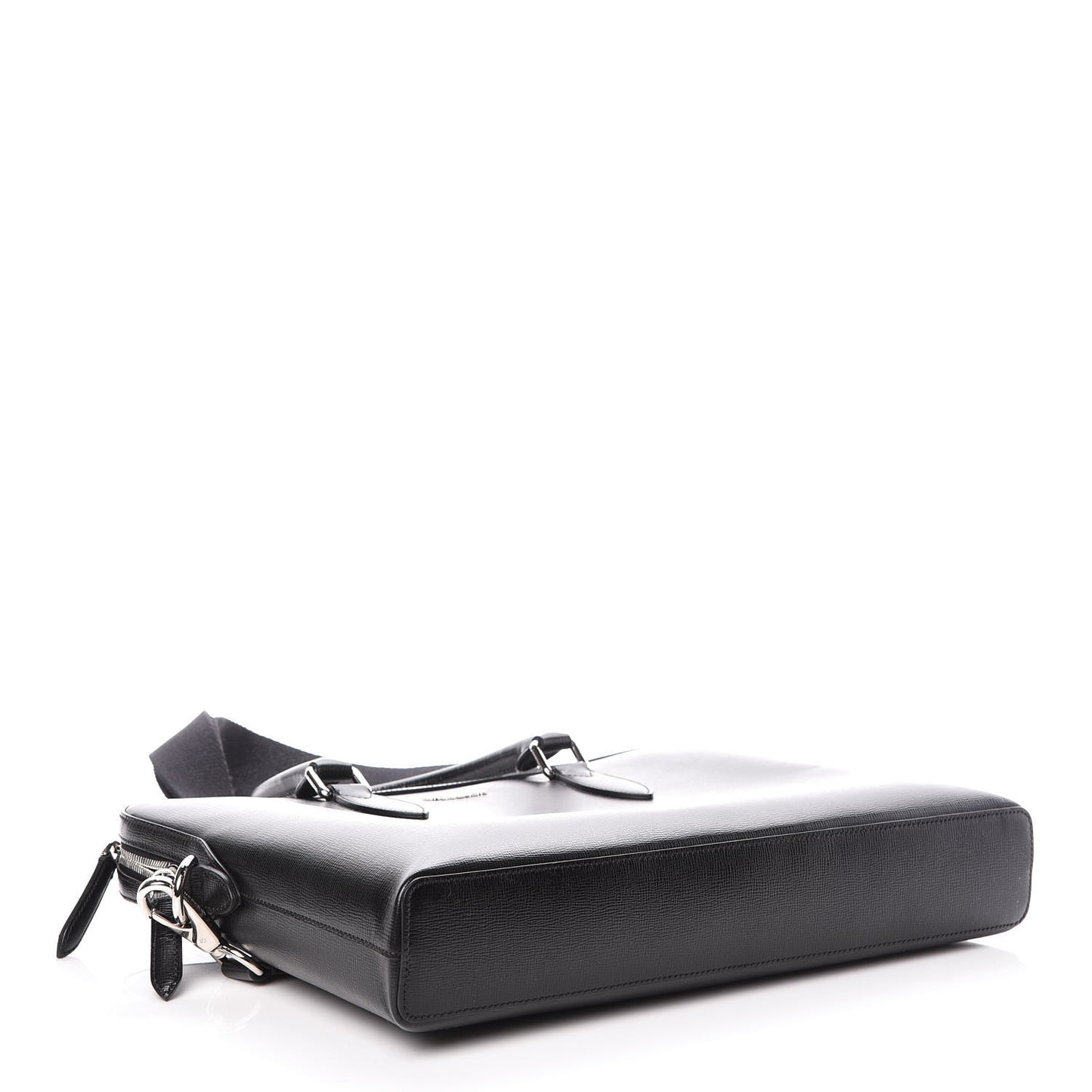 Textured Calfskin Barrow Briefcase Black