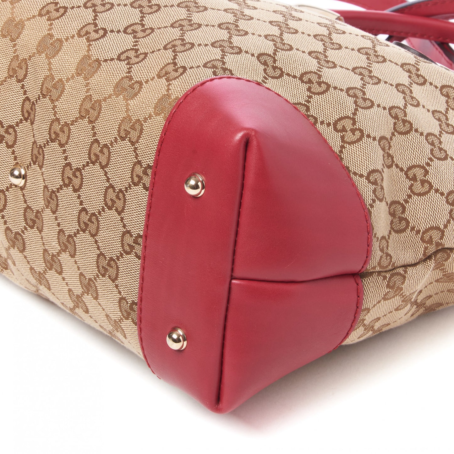 Monogram Heart Bit Charm Top Handle Tote Red