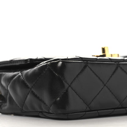 Chanel Shiny Lambskin Quilted Golden Links Top Handle Flap Black 9 of 10