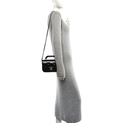 Chanel Metallic Mirror Calfskin Mini Top Handle Clutch With Chain  Black 3 of 19