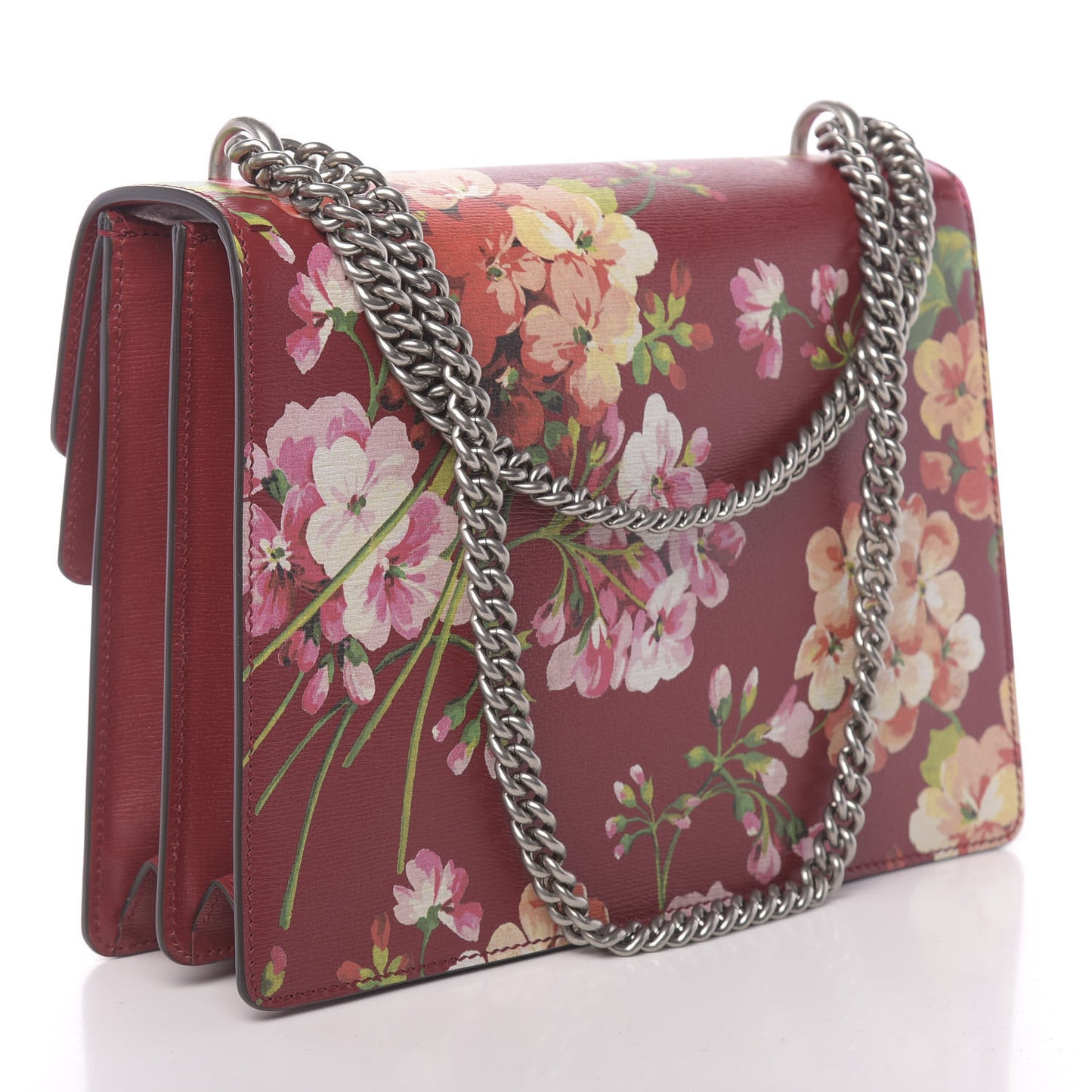 Calfskin Blooms Print Medium Dionysus Shoulder Bag Romantic Cherry Multicolor