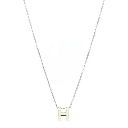 Hermes Lacquered Palladium Pop H Pendant Necklace White 1 of 8