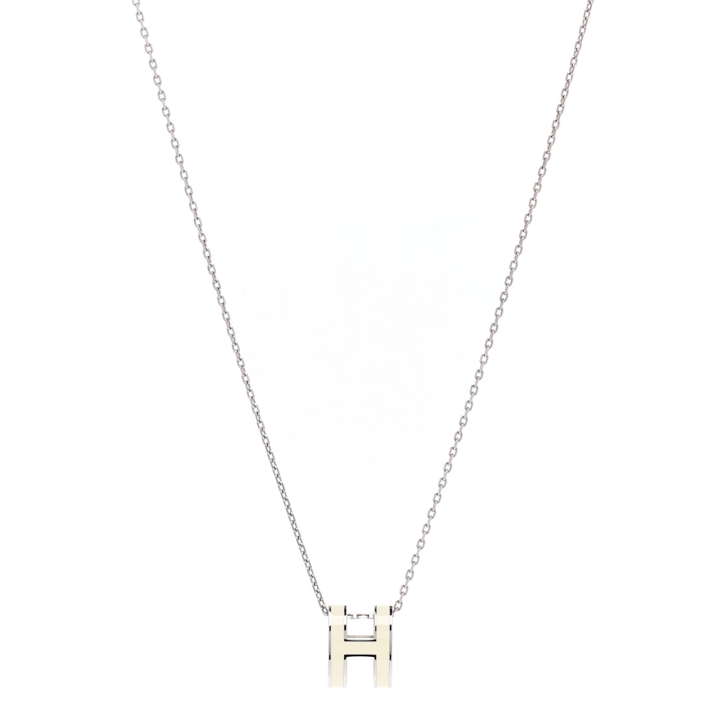 Lacquered Palladium Pop H Pendant Necklace White