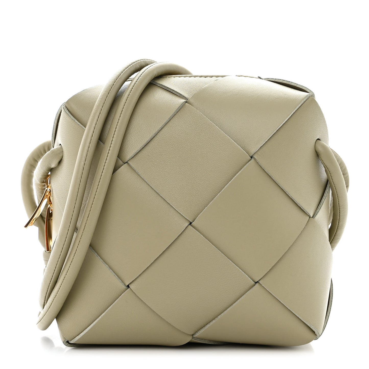 Lambskin Maxi Intrecciato Mini Cassette Camera Bag Travertine