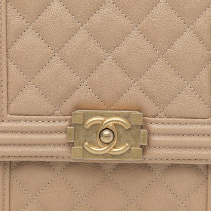 Chanel Caviar Quilted North South Boy Flap Beige 10 of 10