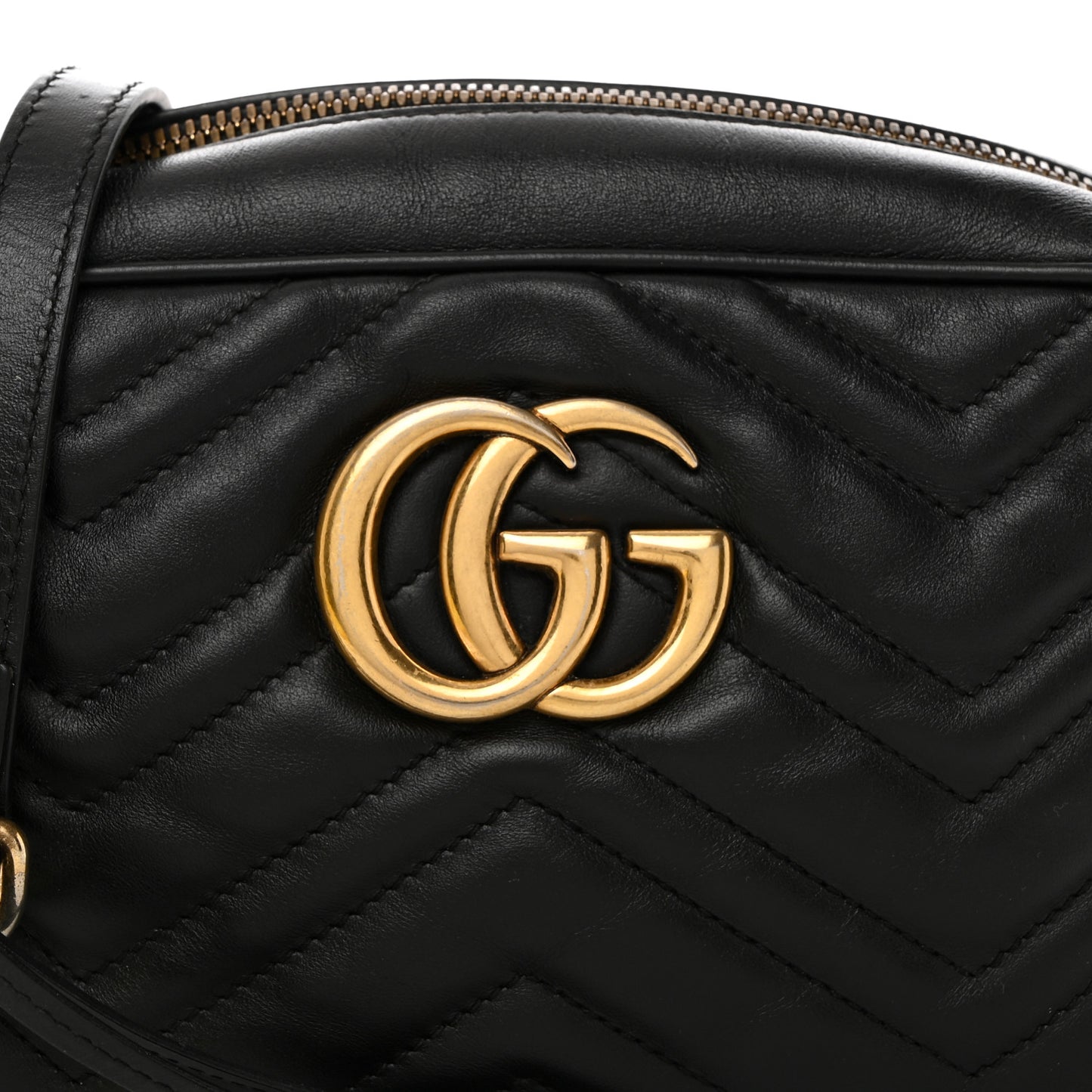 Calfskin Matelasse Small GG Marmont Chain Shoulder Bag Black