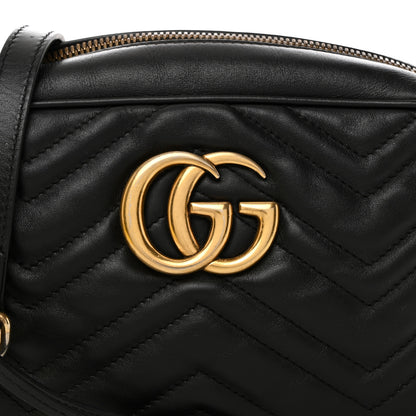 Gucci Calfskin Matelasse Small GG Marmont Chain Shoulder Bag Black 9 of 11