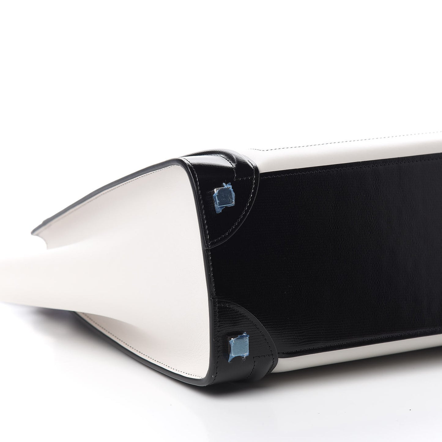 Sleek Calfskin Micro Bi-Color Luggage Black White