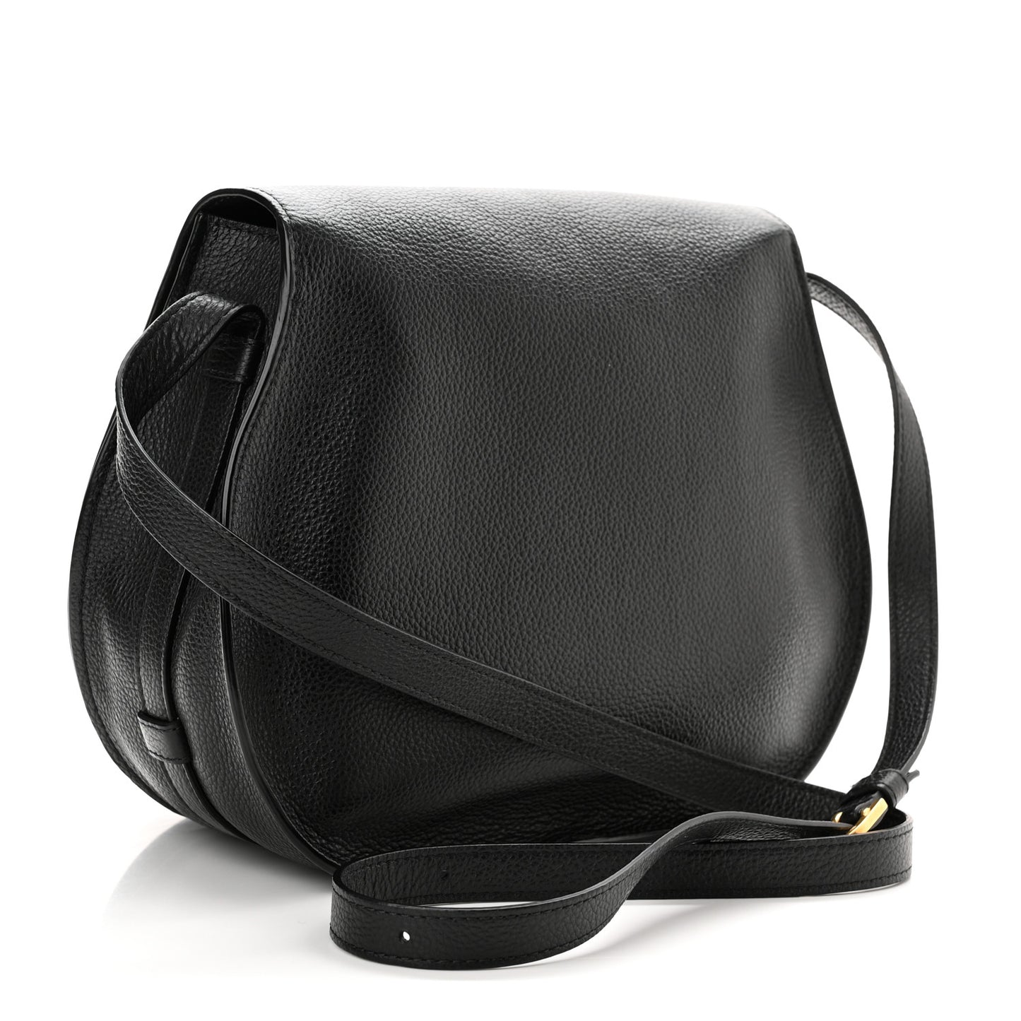 Calfskin Medium Marcie Round Crossbody Bag Black