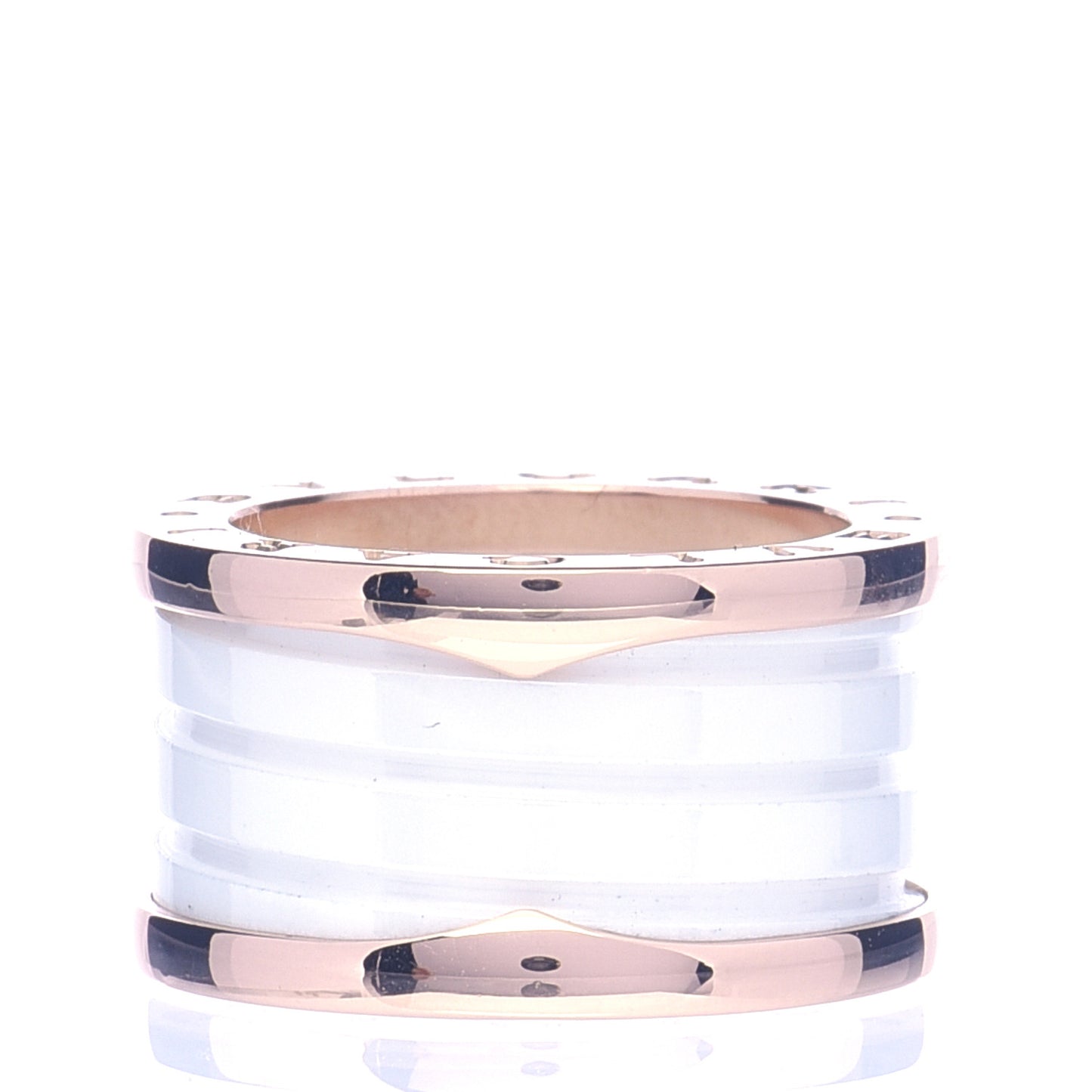 18K Rose Gold White Ceramic B.Zero1 Four-Band Ring 51 5.75