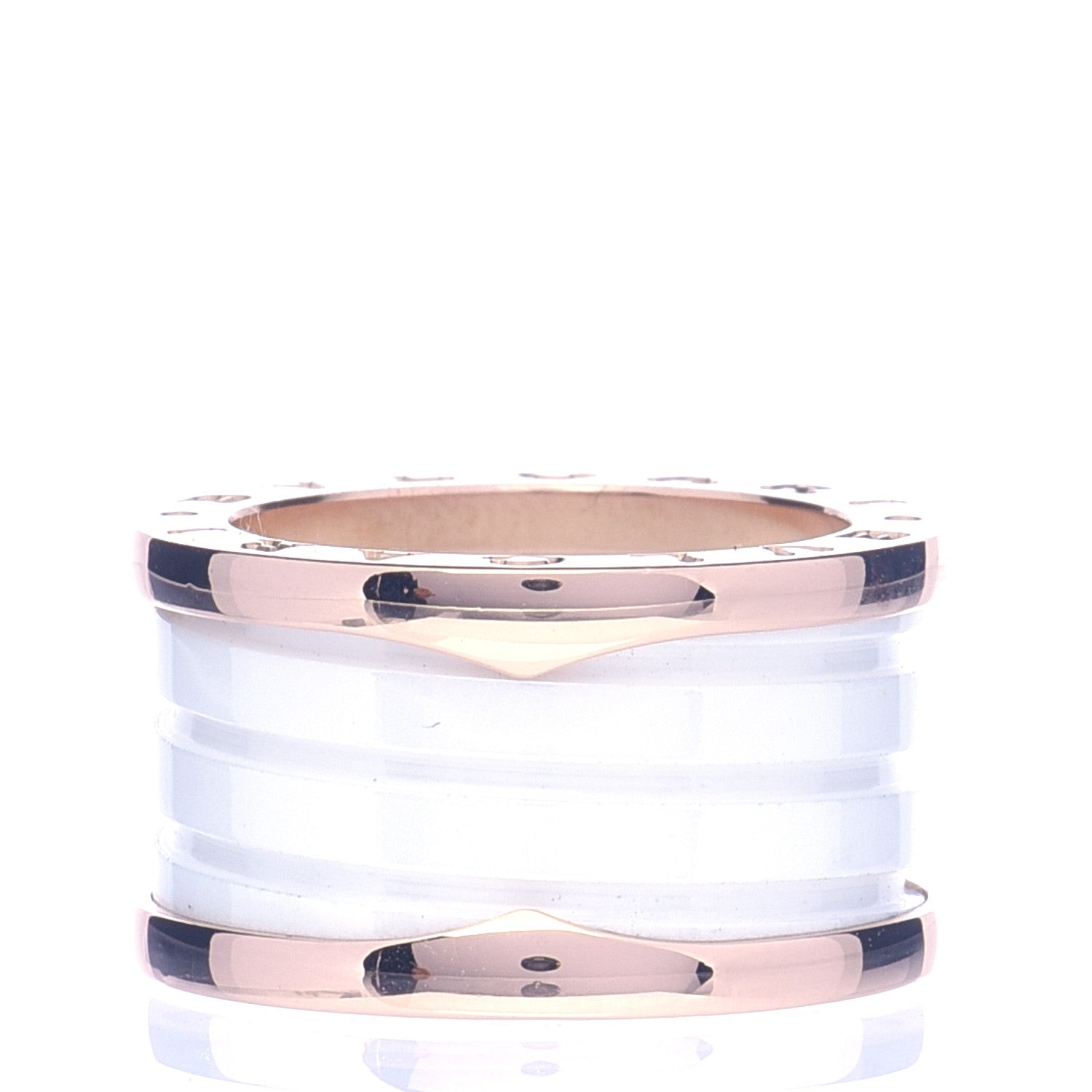 Bulgari 18K Rose Gold White Ceramic B.Zero1 Four-Band Ring 51 5.75 3 of 5