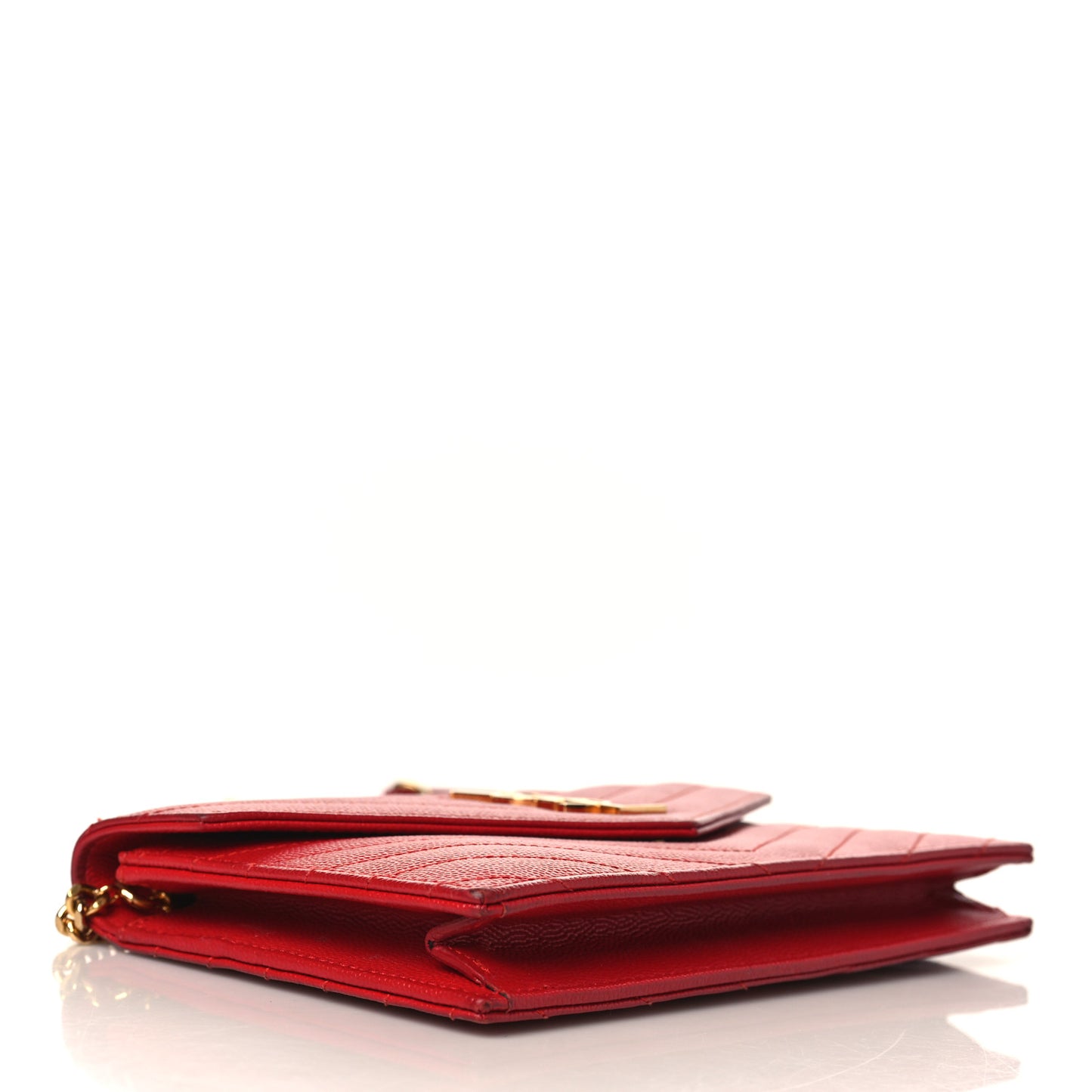 Grain De Poudre Matelasse Chevron Monogram Envelope Chain Wallet Red
