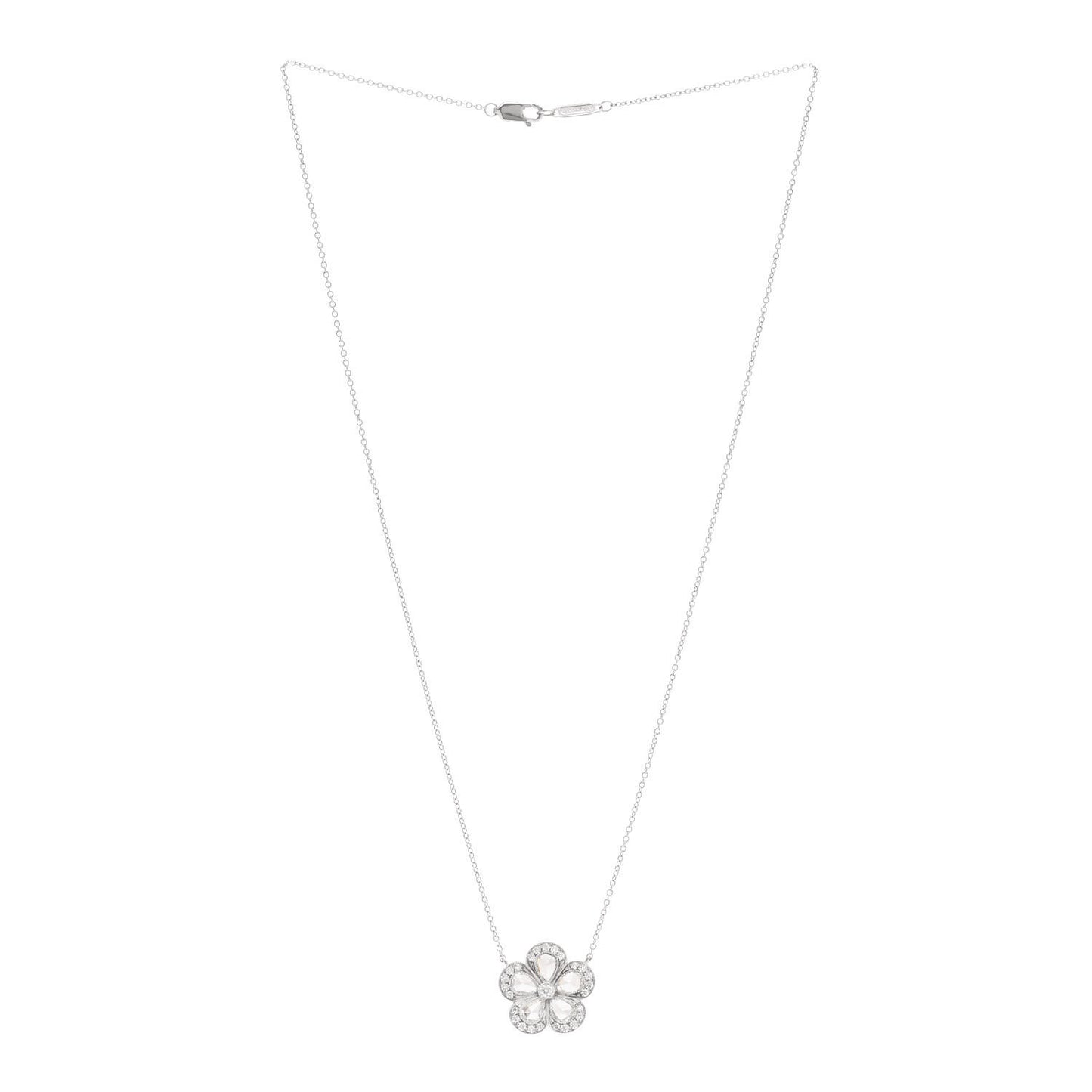 Platinum Diamond Enchant Garden Rose Cut Flower Pendant Necklace