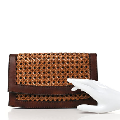 Stella McCartney Faux Leather Woven Clutch Brown 3 of 7
