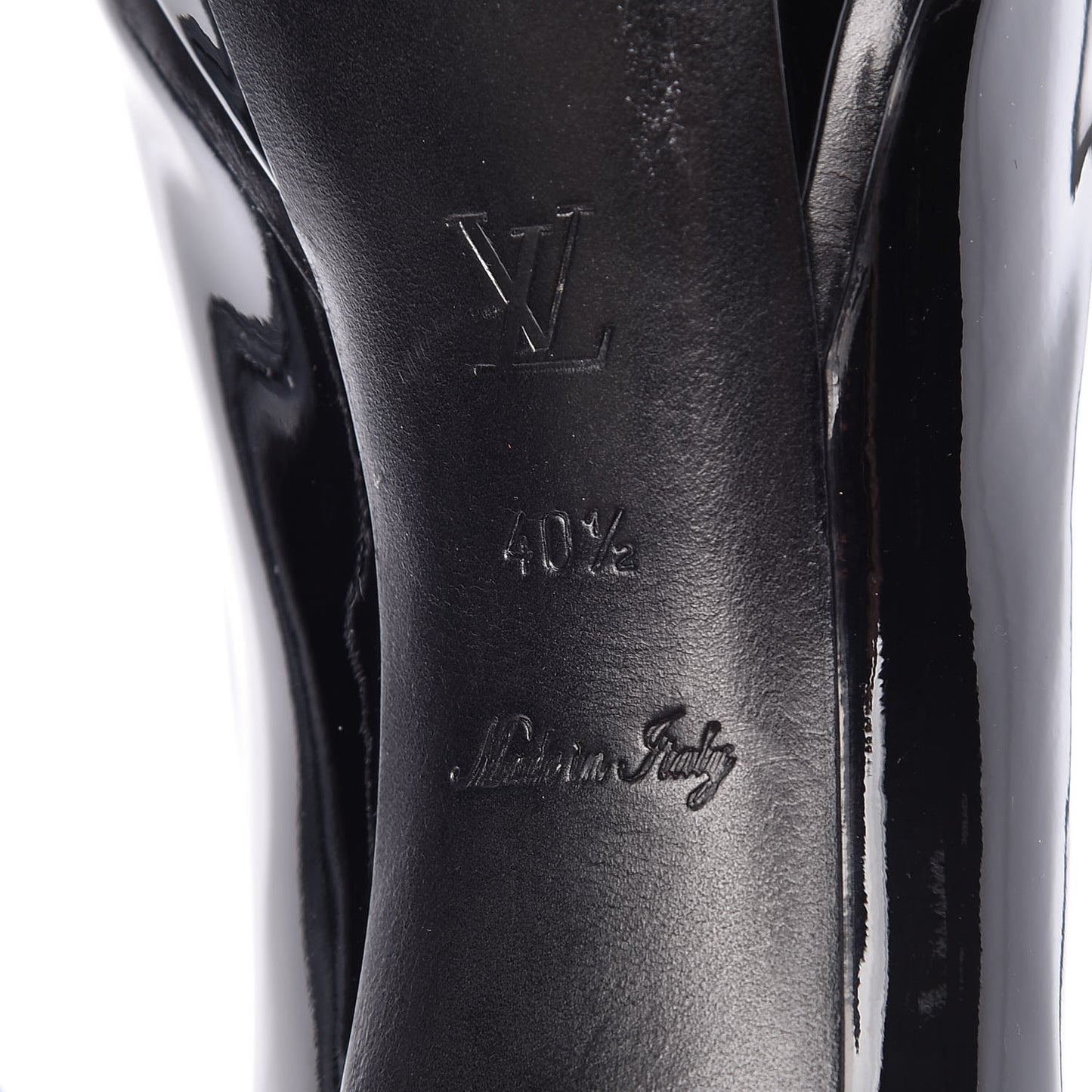Patent Calfskin Eyeline Open Toe Pumps 40.5 Black