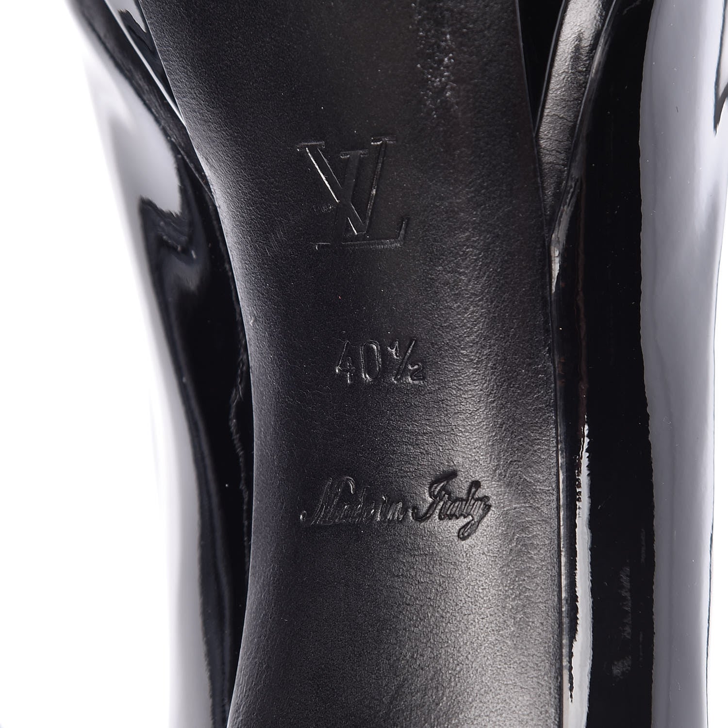 Louis Vuitton Patent Calfskin Eyeline Open Toe Pumps 40.5 Black 7 of 11