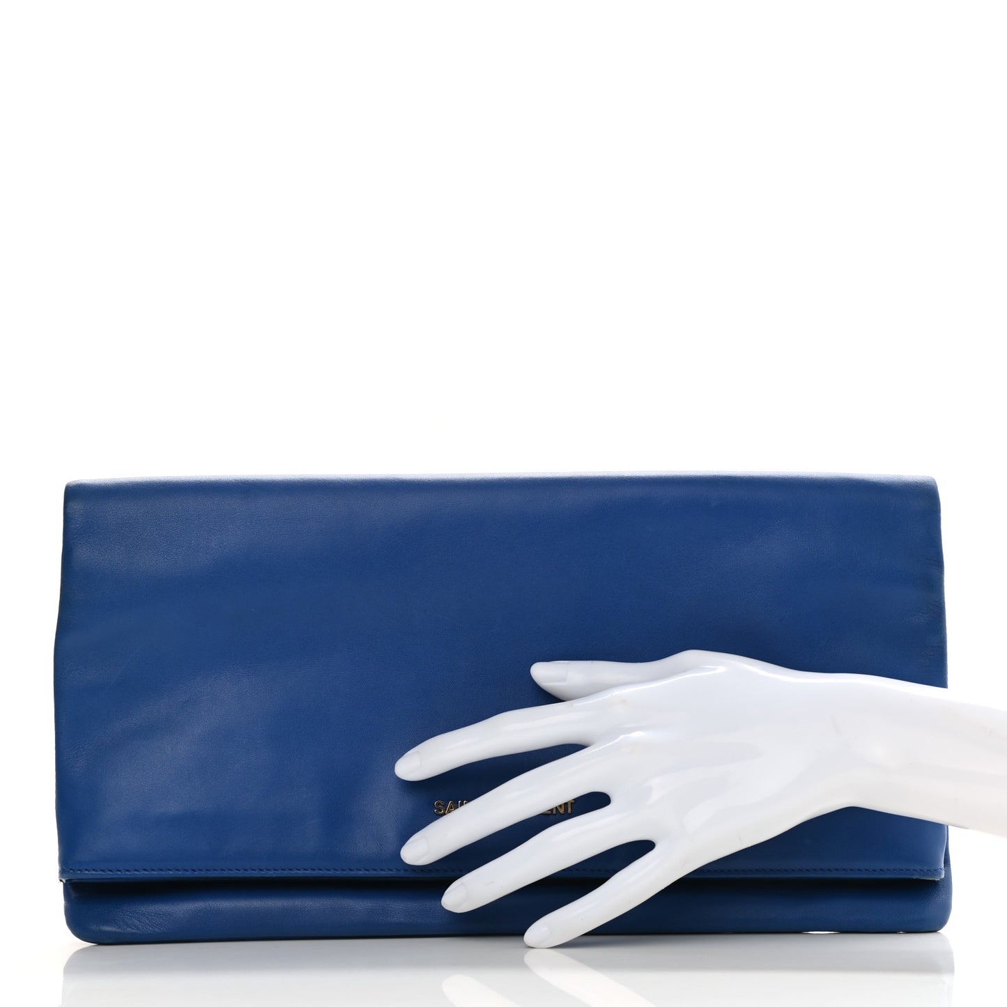 Smooth Calfskin Letters Fold-Over Clutch Blue