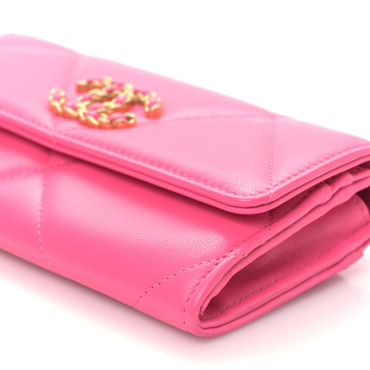 Chanel Lambskin Quilted Chanel 19 Flap Wallet Dark Pink 10 of 11