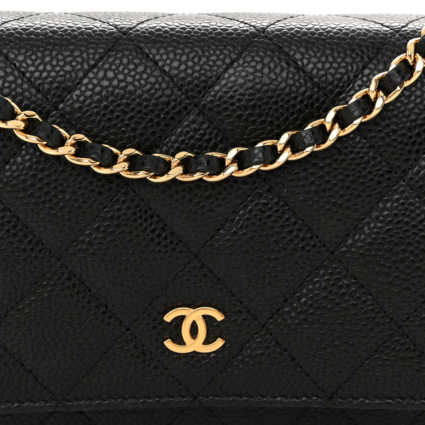 Caviar Quilted Wallet On Chain WOC Black