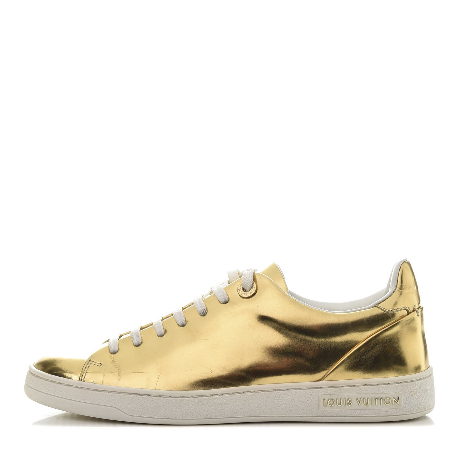 Metallic Calfskin Frontrow Sneakers 36.5 Gold