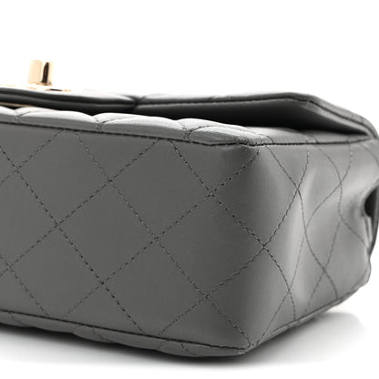 Chanel Lambskin Quilted Mini Rectangular Flap Dark Grey 10 of 12