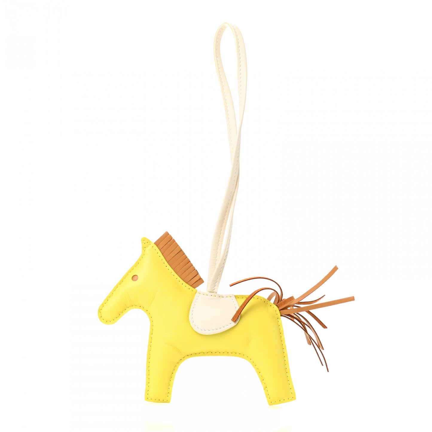 Milo Lambskin Grigri Rodeo Horse Bag Charm MM Lime Sesame Craie