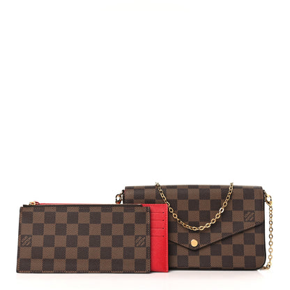Louis Vuitton Damier Ebene Pochette Felicie Chain Wallet 1 of 9