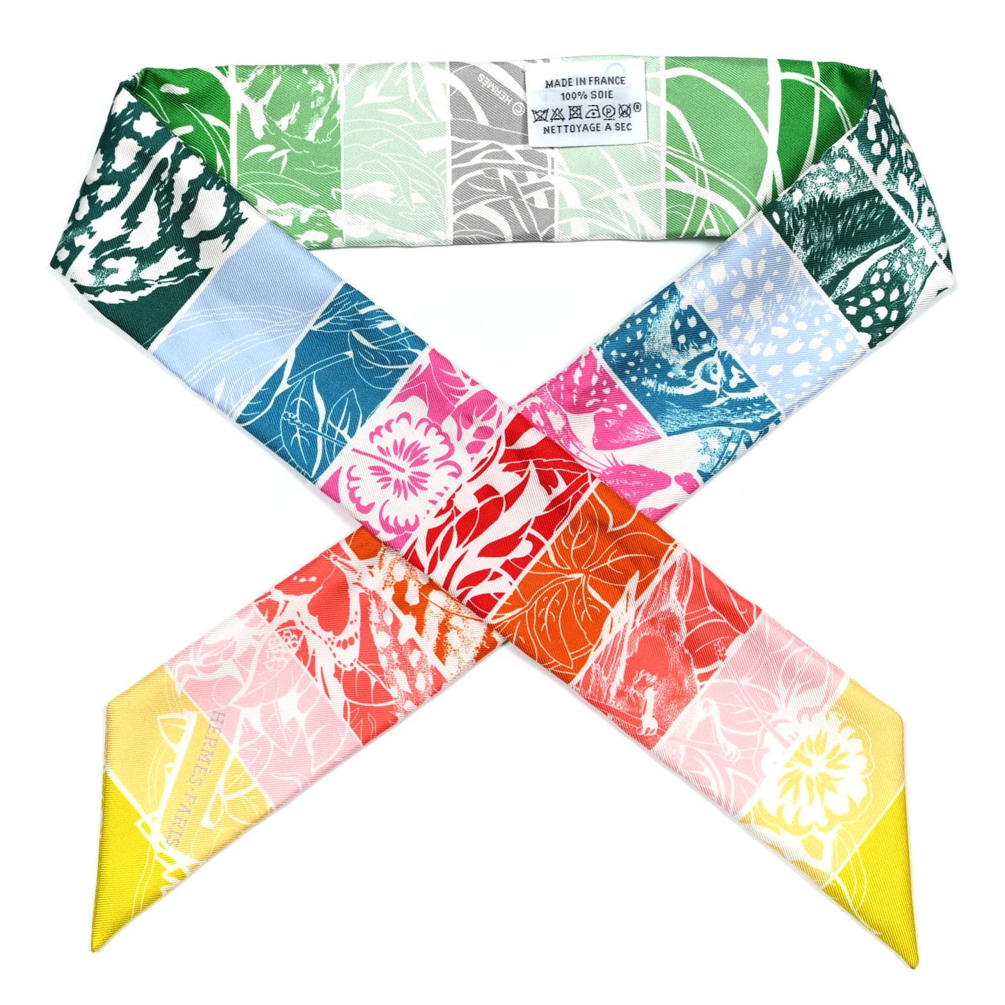 Silk Jungle Love Rainbow Twilly Vert Rose Jaune Fluo