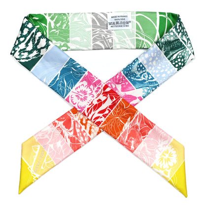 Hermes Silk Jungle Love Rainbow Twilly Vert Rose Jaune Fluo 1 of 4