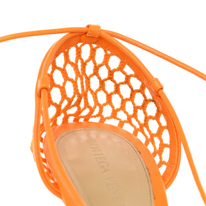 Bottega Veneta Mesh Nappa Stretch Ankle Tie Sandals 38.5 Tangerine 11 of 12