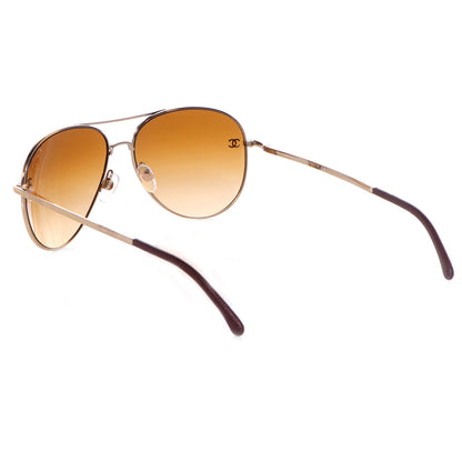 Chanel Titanium Lambskin CC Aviator Sunglasses 4189-T-Q Gold 3 of 8